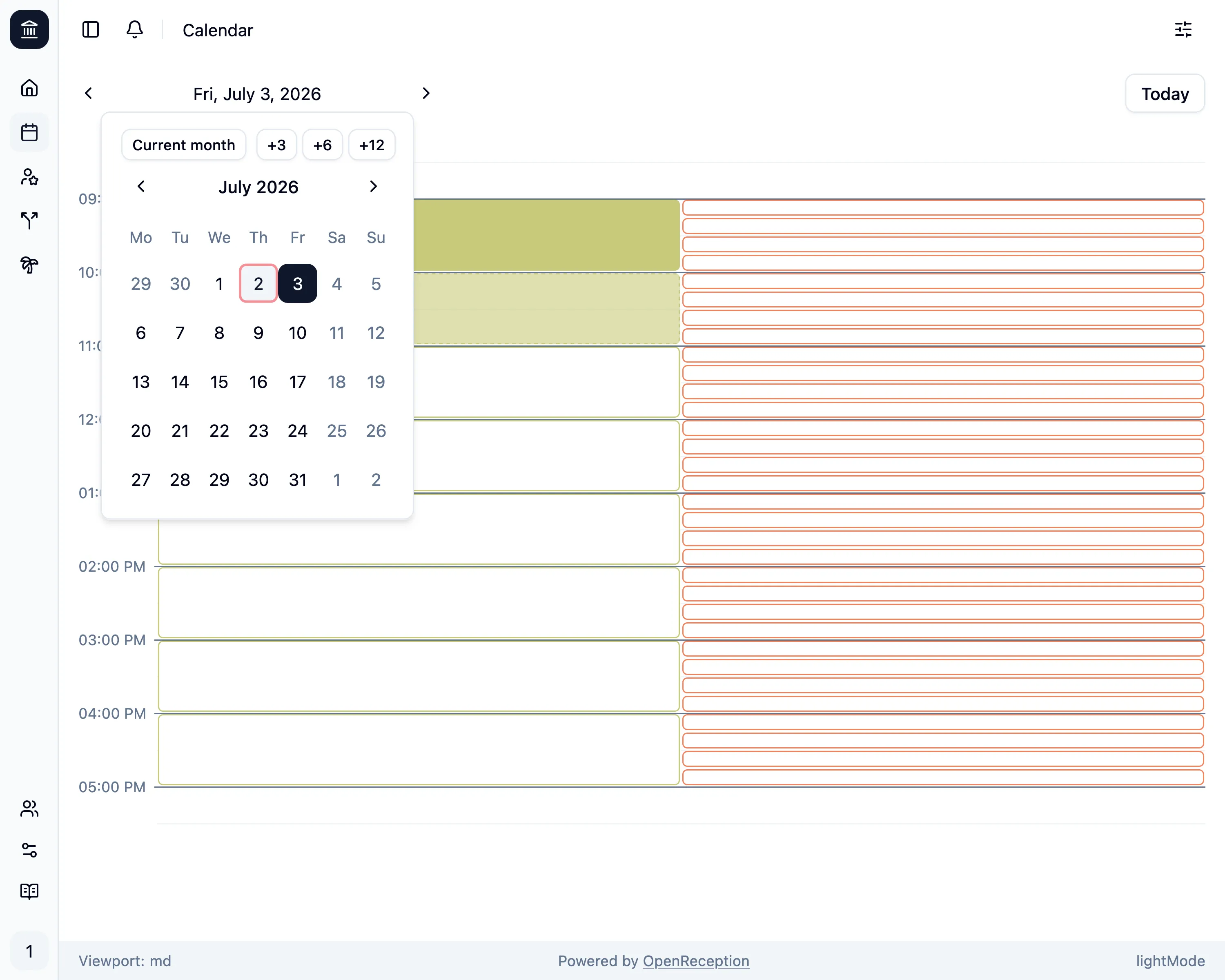 Calendar with quick navigation