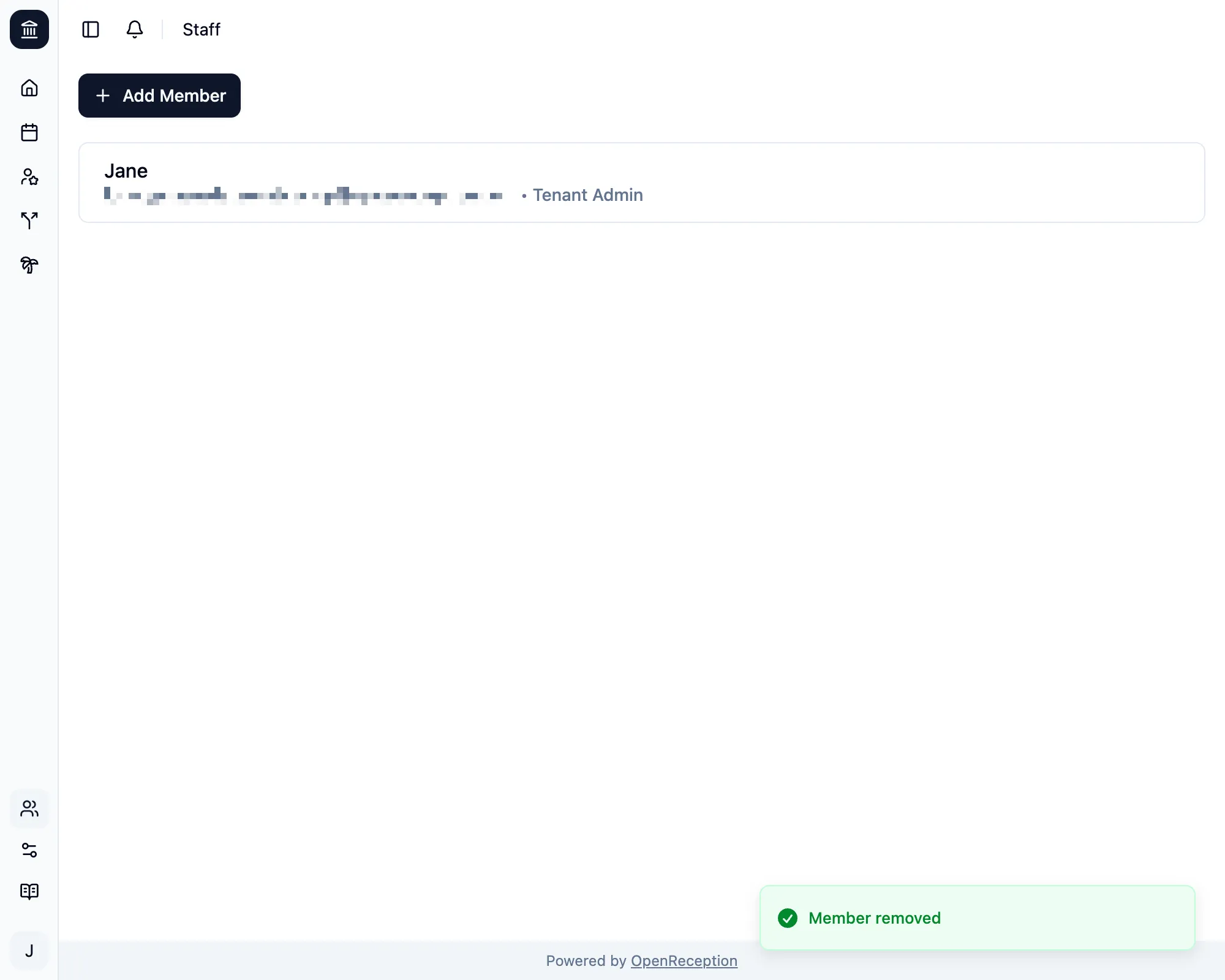 Staff member deleted