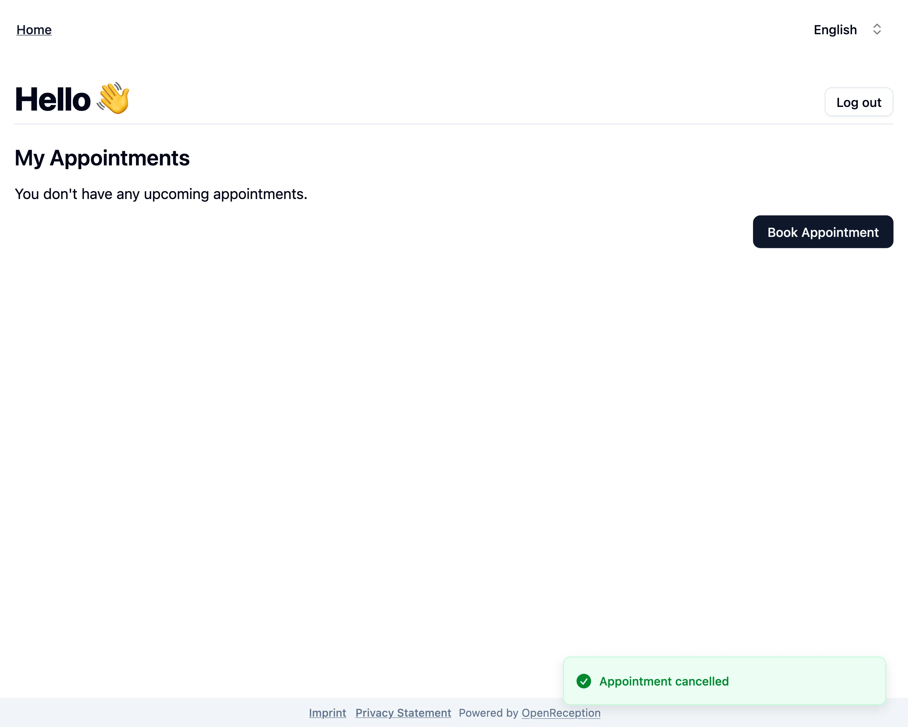 Appointment cancelled